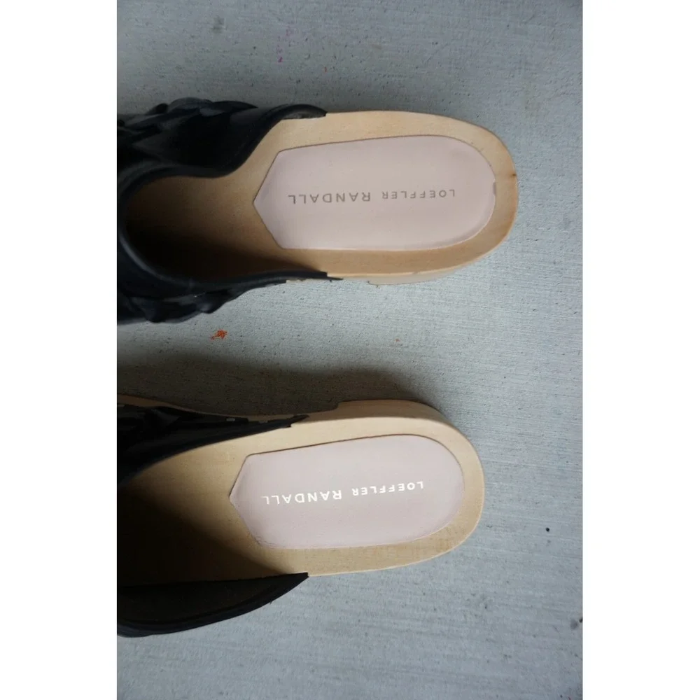 Loeffler Randall Polina Black Leather Braided‎ Slide Clogs Mules\Size 7.5 - Picture 4 of 8